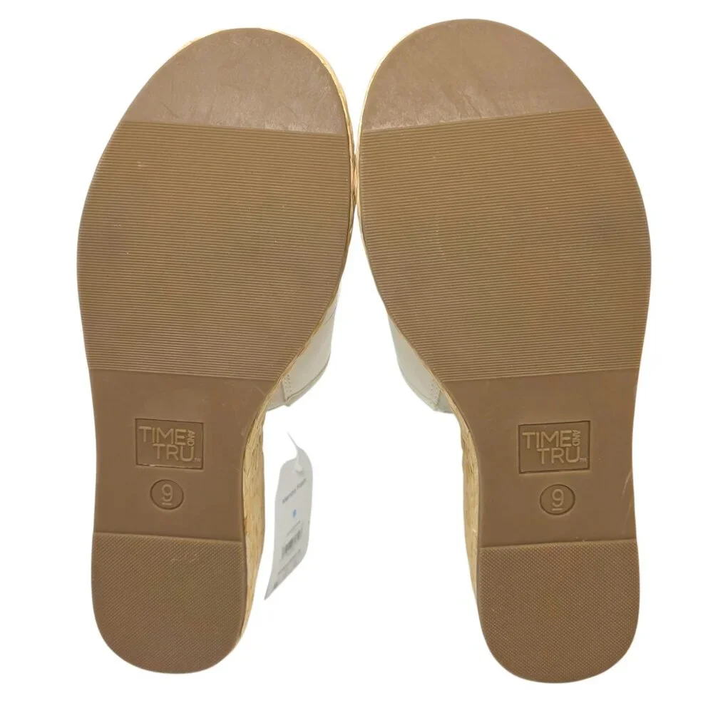 Raffia Platform Comfort Slide Sandals White Time and Tru Womens Sz 8, 9, 10, 11 - Picture 8 of 8